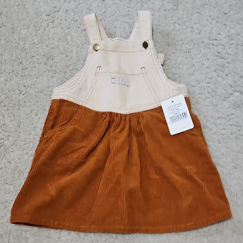Ivory and Brown Corduroy Pinafore